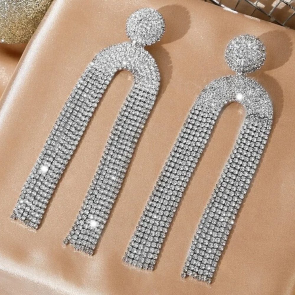 Large CZ Sterling Silver Earrings